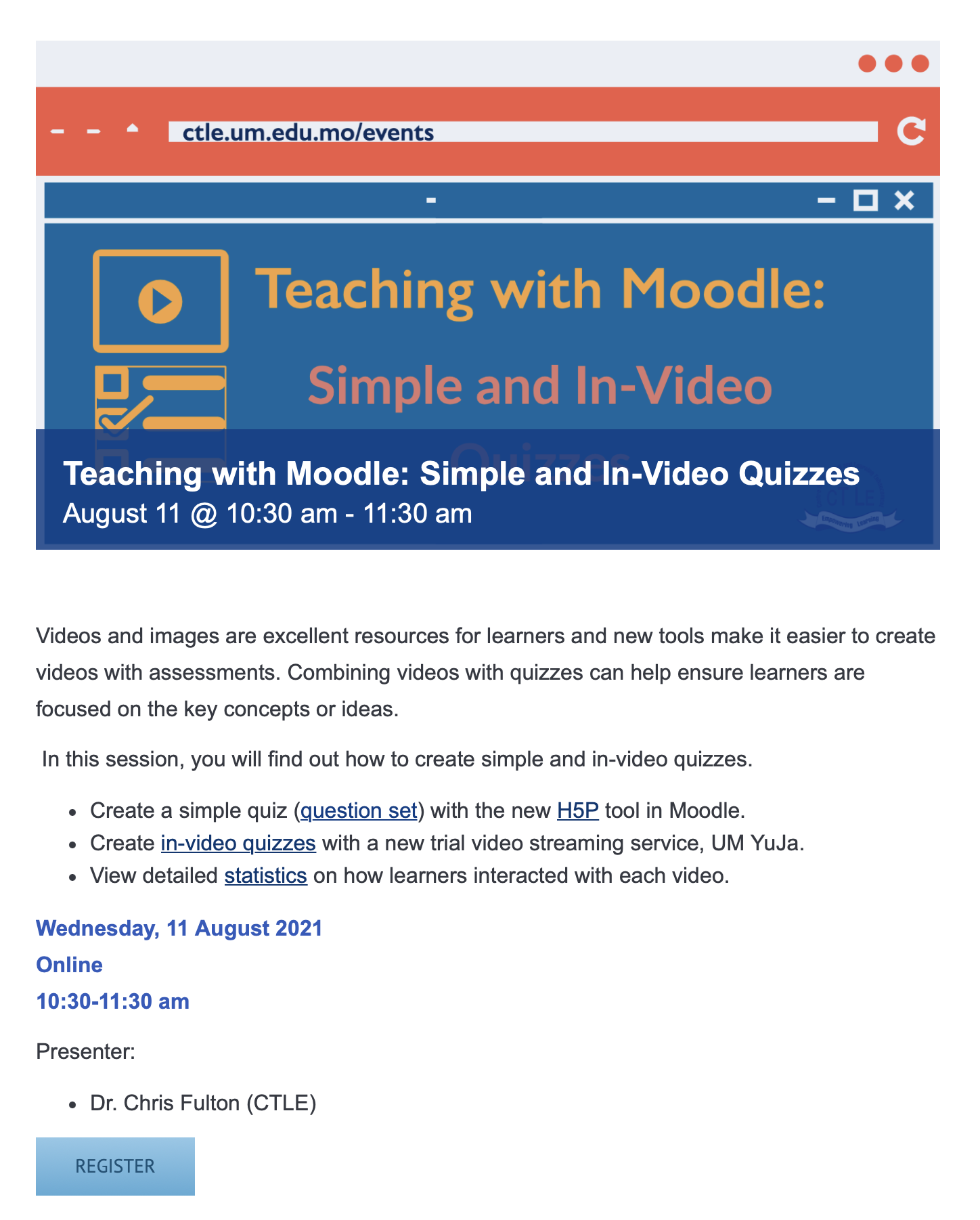 教學中使用Moodle：視頻嵌入式測驗